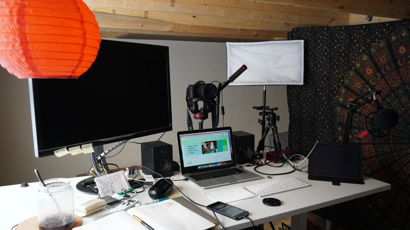Laptop on a desk, suited to joining worship online from home